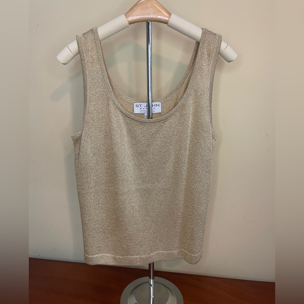 St. John Metallic Gold Knit Tank Top
